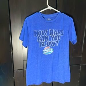 Savvy Blue printed design shirt, double bubble( How Hard can you Blow?